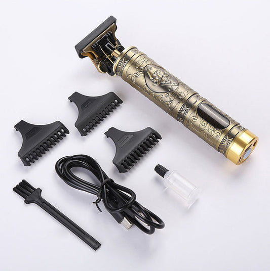 VINTAGE T9 Dragon Style Metal Rechargeable Electric Hair Clipper Cutting Machine Professional Hair Barber Trimmer