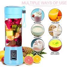 Aiwa USB Rechargeable Juicer Blender 4 Blades Electric Blender Mini Portable Personal Size Juicer Cup USB Rechargeable Mixer 380ml Food Grade Water Bottle Portable Fruit Juicer Machine
